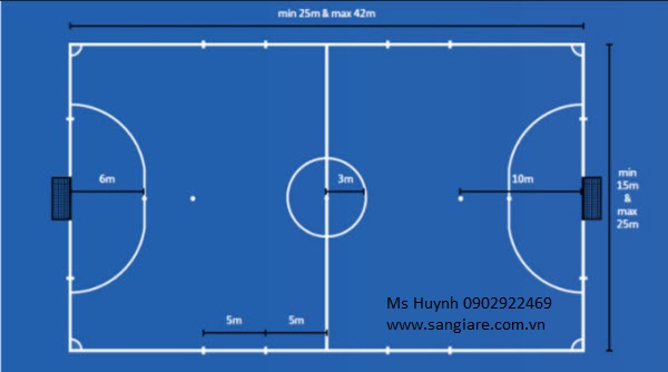 Kich thước sân bóng đá futsal
