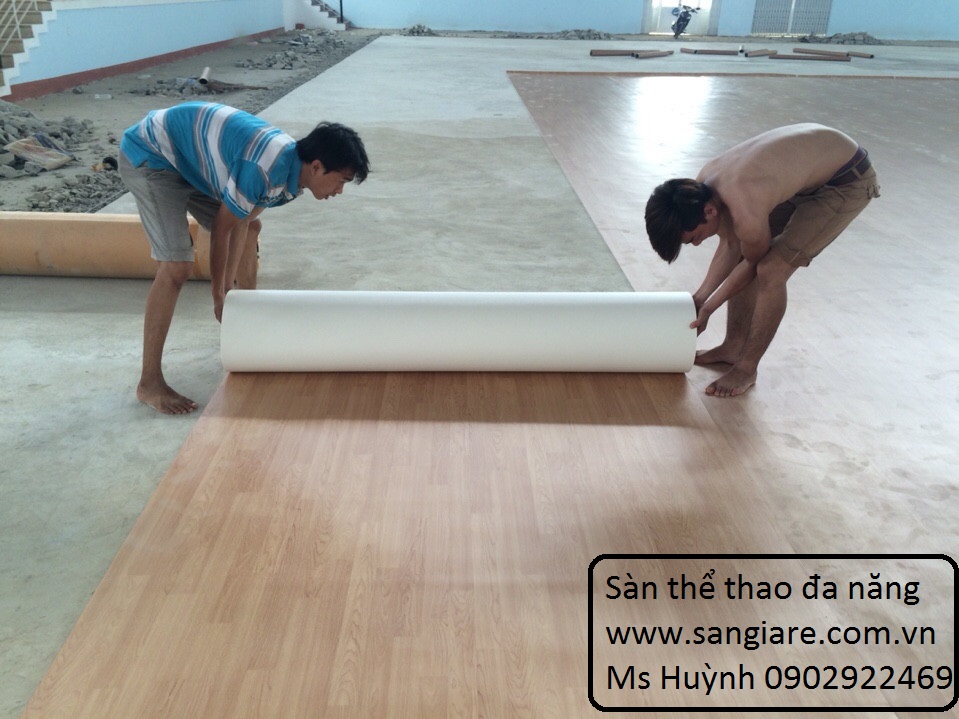 Thảm thể thao  thi công công trình nhà thi đấu đa năng